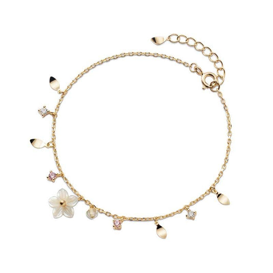 Sweet White Flower CZ Sterling Silver Bracelet