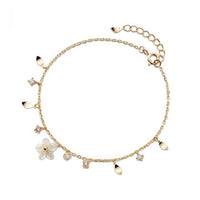 Sweet White Flower Crystal Sterling Silver Bracelet
