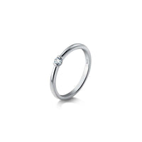 Minimal Round Crystal Sterling Silver Ring