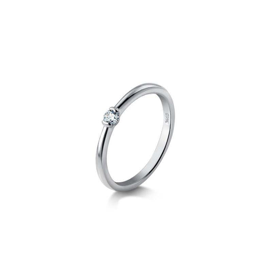Minimal Round CZ Sterling Silver Ring