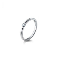Minimal Round Crystal Sterling Silver Ring