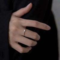 Minimal Round Crystal Sterling Silver Ring