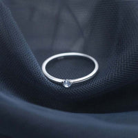 Minimal Round Crystal Sterling Silver Ring
