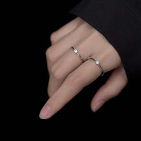 Minimal Round Crystal Sterling Silver Ring