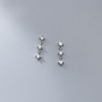 Round Crystal 925 Sterling Silver Dangle Earrings