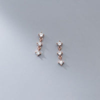 Round Crystal 925 Sterling Silver Dangle Earrings