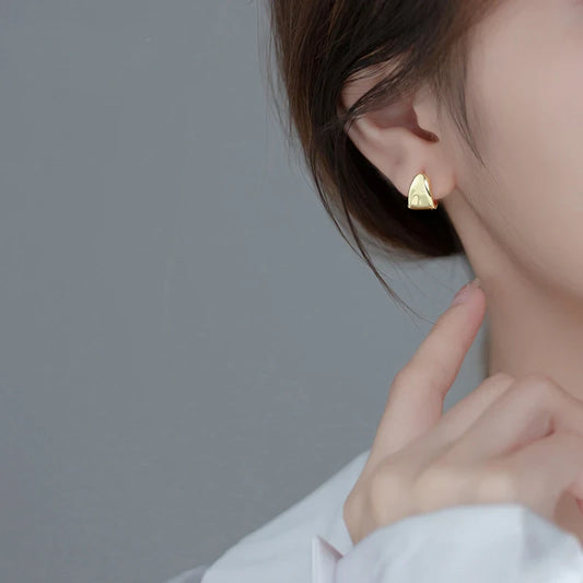 Sterling Silver Irregular Circle Hoop Earrings