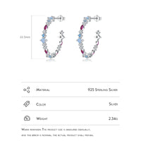 Sterling Silver Cubic Zirconia Opal Hoop Earrings