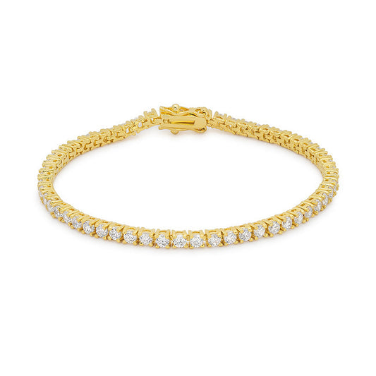Victorian Cubic Zirconia Tennis Bracelet, Goldtone, 8 Inch