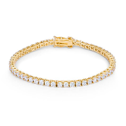 Victorian Cubic Zirconia Tennis Bracelet, 7 Inch, Goldtone Finish