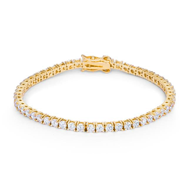 Victorian Cubic Zirconia Tennis Bracelet, Goldtone Finish, 7 Inch