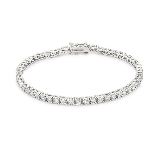 Silvertone Victorian Cubic Zirconia Tennis Bracelet, 8 Inch