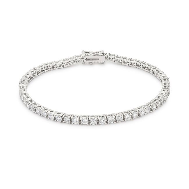 Silvertone Victorian Cubic Zirconia Tennis Bracelet, 8 Inch