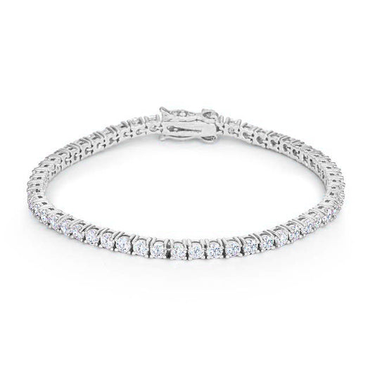 Silvertone Victorian Cubic Zirconia Tennis Bracelet 7 Inch