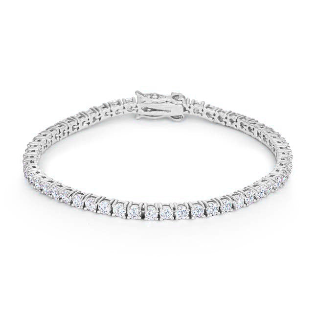 Silvertone Victorian Cubic Zirconia Tennis Bracelet 7 Inch