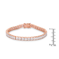 Princess Cut Crystal Rose Gold Tennis Bracelet, 7in