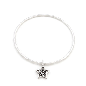 Twirling Star Solitaire Charm Bangle