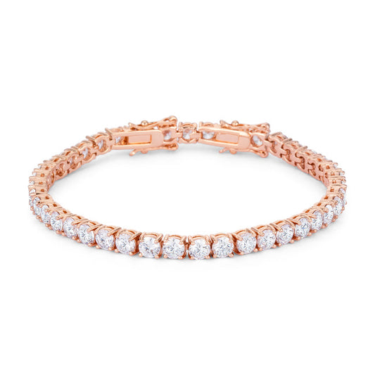 17.6 Ct Rose Gold Tennis Bracelet with Round Cubic Zirconia