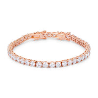 17.6 Ct Rose Gold Tennis Bracelet with Round Cubic Zirconia