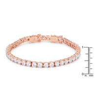 17.6 Ct Rose Gold Tennis Bracelet with Round Cubic Zirconia