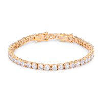 17.6 Ct Gold Plated Round Crystal Tennis Bracelet