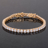 Gold Plated Tennis Bracelet with Round Cubic Zirconia (17.6 Ct)