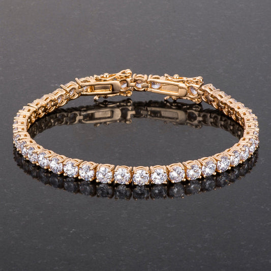 Gold Plated Tennis Bracelet with Round Cubic Zirconia (17.6 Ct)