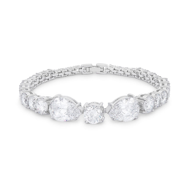 Pear and Round Cubic Zirconia Tennis Bracelet