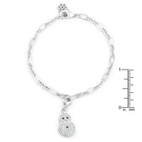 Snowman Crystal Rhodium Holiday Charm Bracelet
