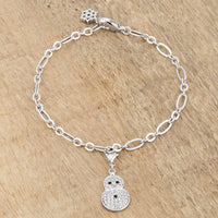 Snowman Crystal Rhodium Holiday Charm Bracelet