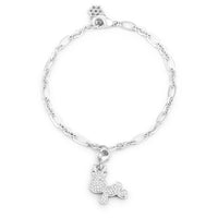Rudy Reindeer Charm Bracelet, 0.25 ct Crystal Rhodium