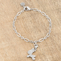 Rudy Reindeer Charm Bracelet, 0.25 ct Crystal Rhodium