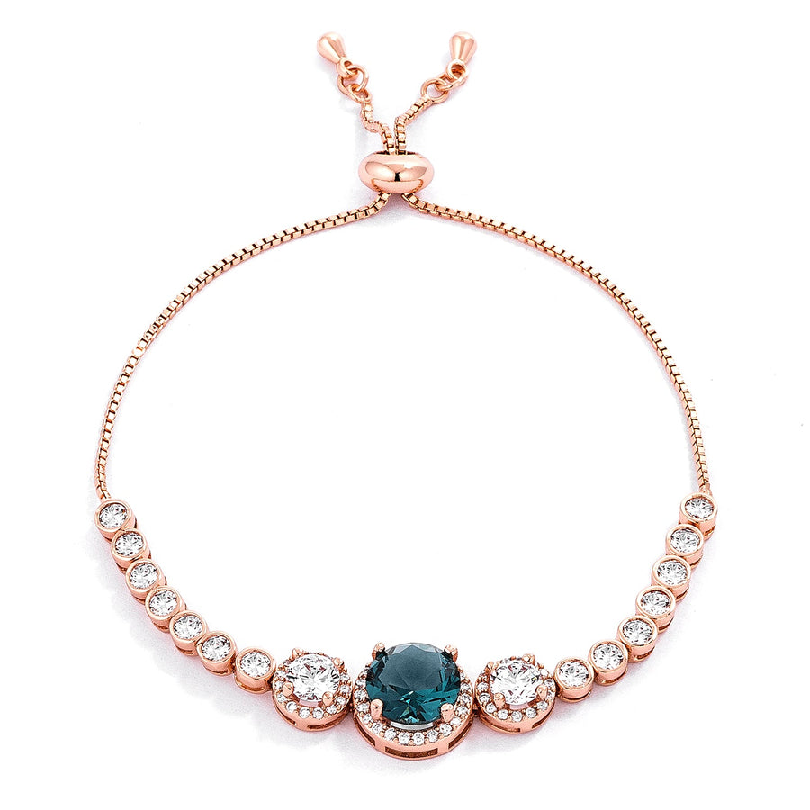 Rose Gold Plated Graduated Crystal Bolo Tennis Bracelet