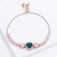 Rose Gold Plated Graduated Crystal Bolo Tennis Bracelet