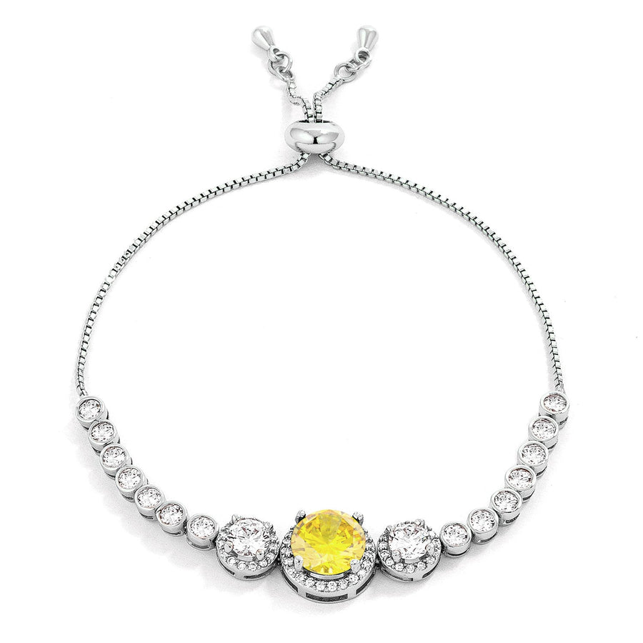 Graduated Yellow Crystal Bolo-Style Tennis Bracelet
