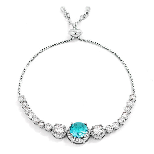 Adjustable Aqua CZ Bolo Tennis Bracelet
