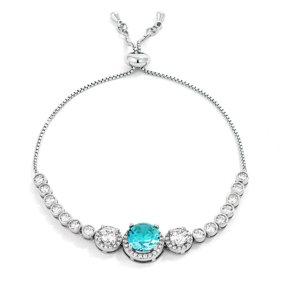 Adjustable Aqua Crystal Bolo Tennis Bracelet
