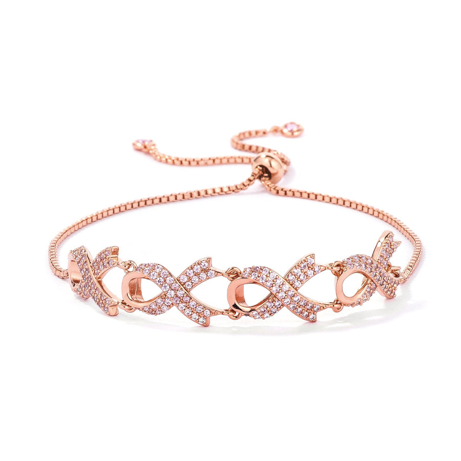 Pink Ribbon Bracelet, Rose Gold Plated