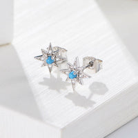 Sterling Silver Opal Hexagram Earrings