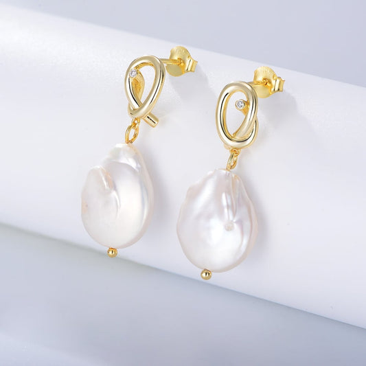 Sterling Silver Baroque Pearl Dangle Earrings