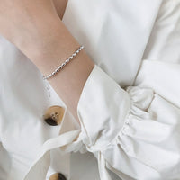 Solid Sterling Silver Oval Bead Bracelet