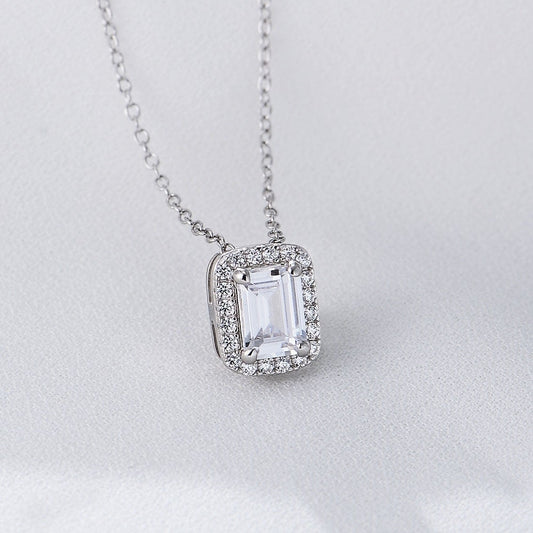 Sterling Silver Cubic Zirconia Baguette Necklace