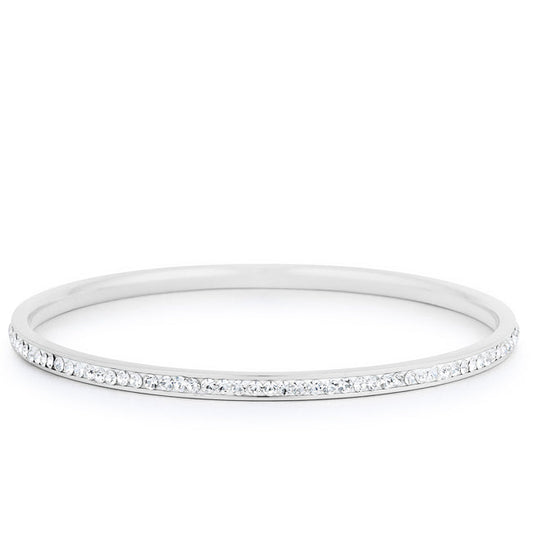 Rhodium Plated Crystal Bangle
