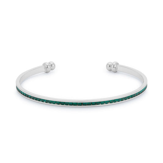 Emerald Green Channel-Set Cubic Zirconia Cuff
