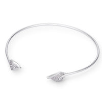 Rhodium Plated Cuff Bracelet with Clear Cubic Zirconia