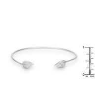Rhodium Plated Cuff Bracelet with Clear Cubic Zirconia