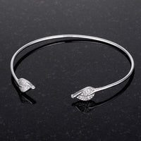 Rhodium Plated Cuff Bracelet with Clear Cubic Zirconia