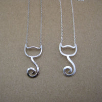 Cute Cat 925 Sterling Silver Necklace