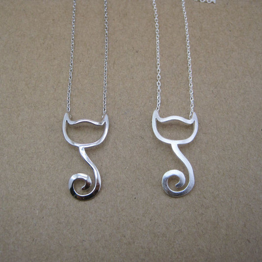 Cute Cat 925 Sterling Silver Necklace