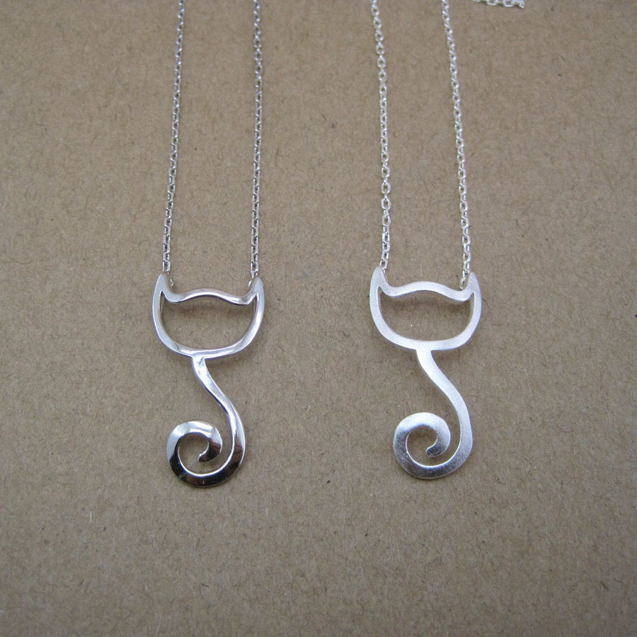 Cute Cat 925 Sterling Silver Necklace
